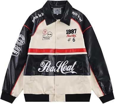 FIVETOSEVEN Vintage Motorcycle Leather Jackets Colorblock